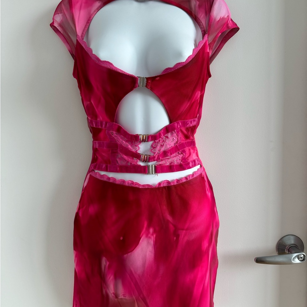 Fashion Nova Vibrant Pink Cut-Out Mini Dress